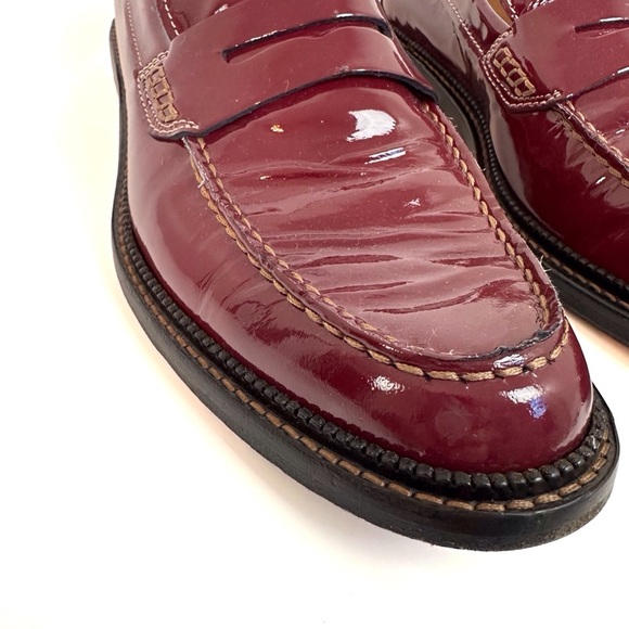 Dolce & Gabbana Burgundy Patent Leather Penny Loafers EU 39 US 8 Glossy Flat - Picture 8 of 16